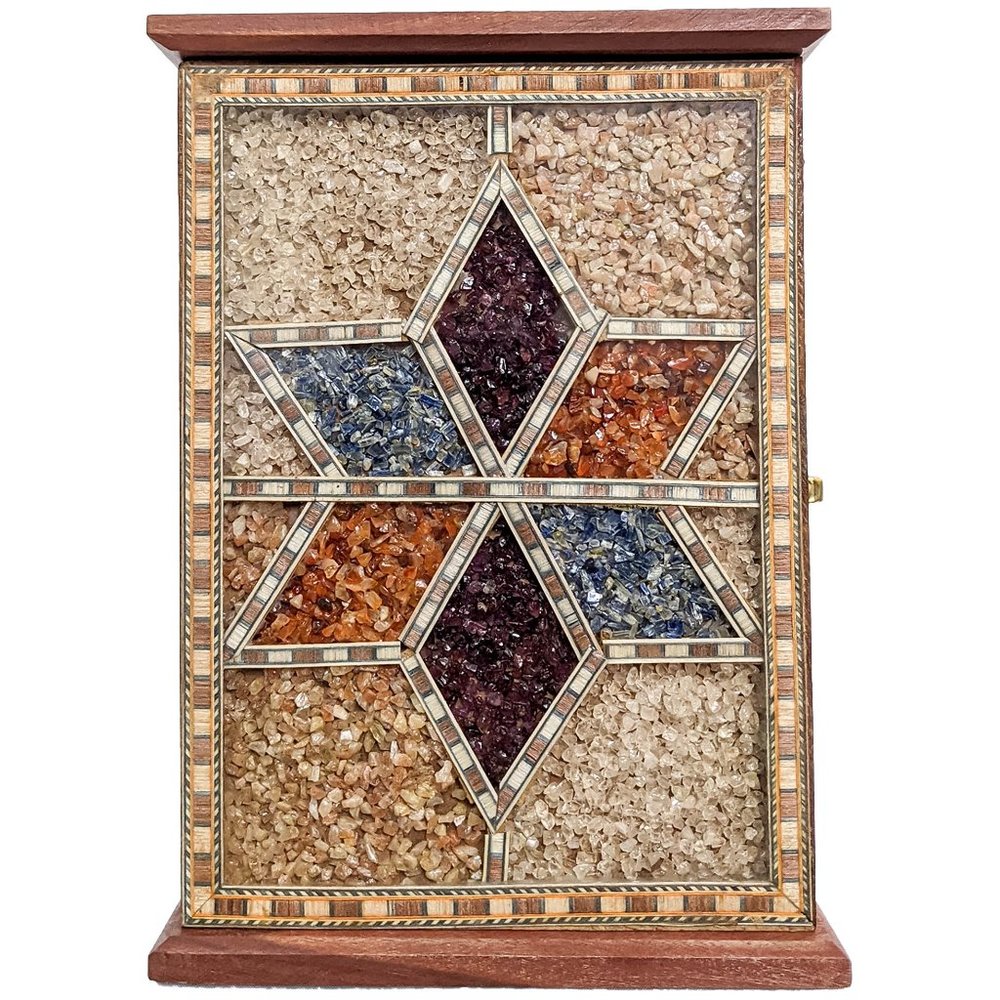 Handcrafted Wooden Gemstone Art Key Holder Home Decor